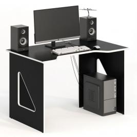 узкий офисный стол СКП-3 GL-3  черный с белым кантом