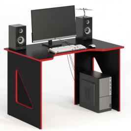 Компьютерный стол СКП-3 GL-3  черный с красным кантом