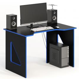 Компьютерный стол СКП-3 GL-3  черный с синим кантом