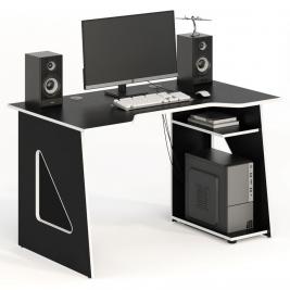 Компьютерный стол СКП-4 GL-4  черный с белым кантом