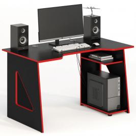 Компьютерный стол СКП-4 GL-4  черный с красным кантом