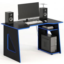 Компьютерный стол СКП-4 GL-4  черный с синим кантом