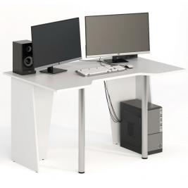 Узкий компьютерный стол с надстройкой СКП-5 GL-5  белый