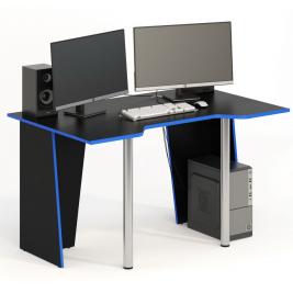 Компьютерный стол СКП-5 GL-5  черный с синим кантом