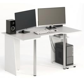 Узкий компьютерный стол с надстройкой СКП-6 GL-6  белый
