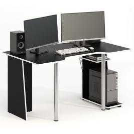 Компьютерный стол СКП-6 GL-6  черный с белым кантом