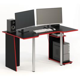 Компьютерный стол СКП-6 GL-6  черный с красным кантом