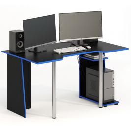 Компьютерный стол СКП-6 GL-6  черный с синим кантом