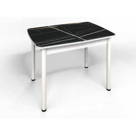 Кухонный стол Флорида СМ-3 (ноги круглые) белый/серебро