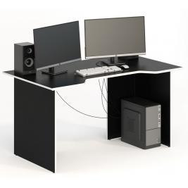 Компьютерный стол СКП-7 GL-7  черный с белым кантом