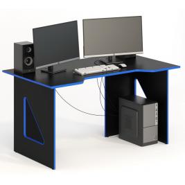 Компьютерный стол СКП-8 GL-8  черный с синим кантом