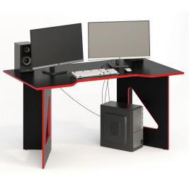 Компьютерный стол СКП-9 GL-9  черный с красным кантом