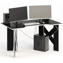 Компьютерный стол СКП-10 GL-10  черный с белым кантом
