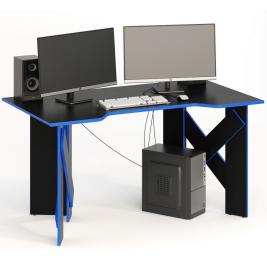 Компьютерный стол СКП-10 GL-10  черный с синим кантом