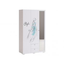 Шкаф для одежды Гламур 3-створчатый белый + глянец