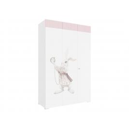 Шкаф для одежды Алиса-3 розовый/белый